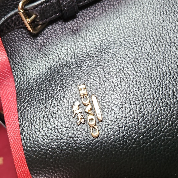 Coach Mollie Black Leather Tote with Red Interior - Picture 16 of 16